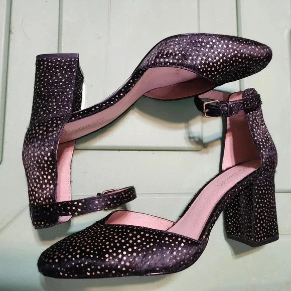 Madewell the Dove Sandal in Metallic Dot Calf Half Block High Heel Women's 10 - Picture 9 of 14